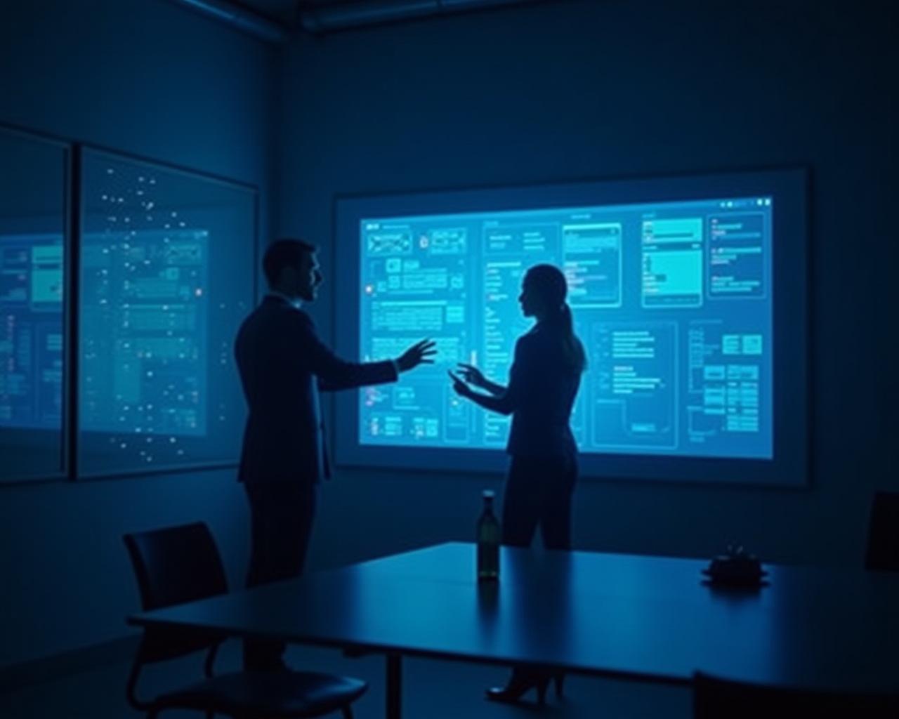 Tech professionals discussing app architecture in Genas facility